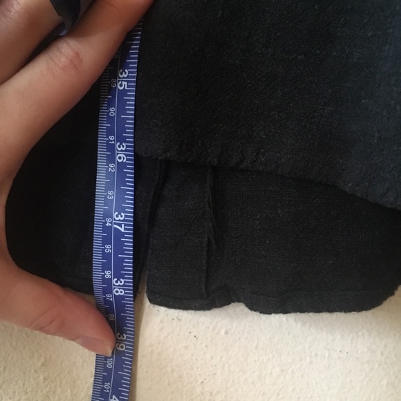 Black Linen Blend Dress With Tie Bust and Buttons - Picture 8 of 10